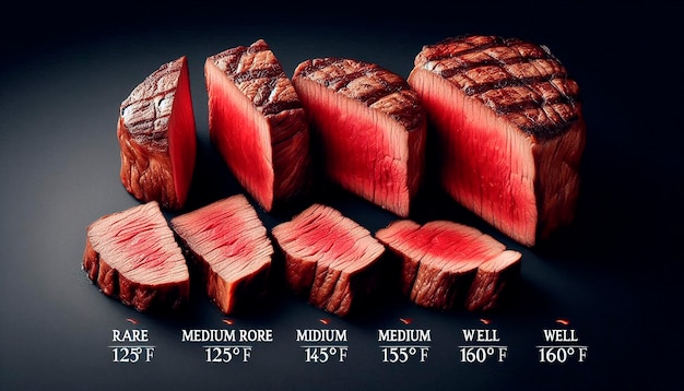 Photo a picture of a steak and watermelon cut in half