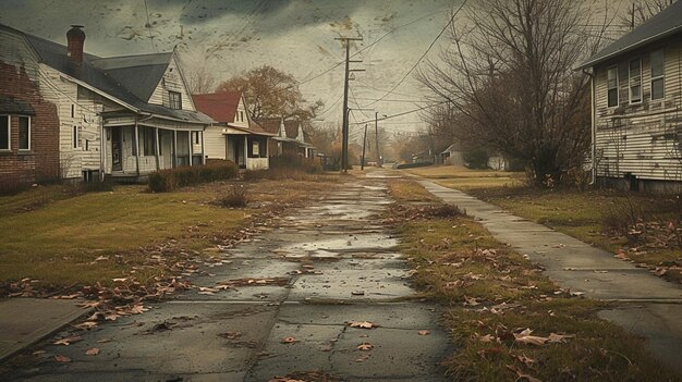 Picture of a street with houses and a street light