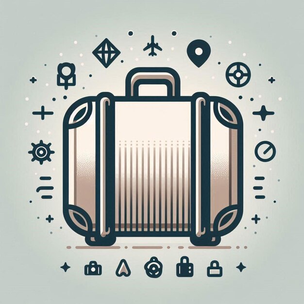 a picture of a suitcase with different icons on it