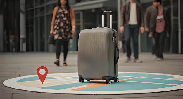 a picture of a suitcase with a red dot on the bottom