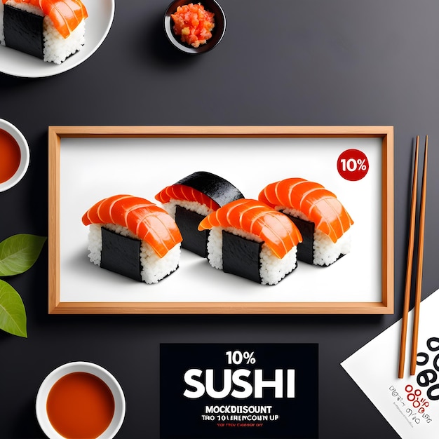 Photo a picture of sushi and sushi with a picture of sushi on it