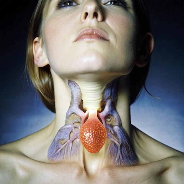 Photo picture of swollen thyroid gland in neck