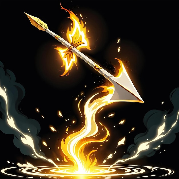 a picture of a sword with flames and a fire with a background of a picture of a dragon