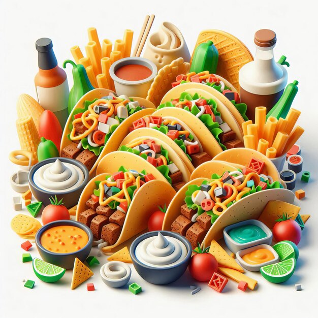 Photo a picture of a taco that has many different foods on it