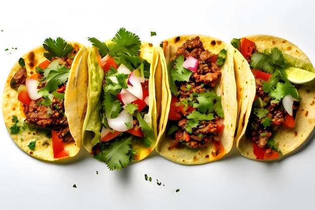 Picture of tacos on white background