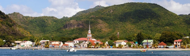 Picture taken in the Anses d Arlets in Martinique The Anses d Arlets church and the Anses d Arlets village in Martinique island