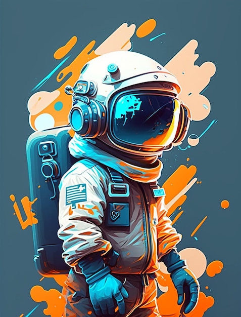 A picture taken from the back of man in space suit generative ai