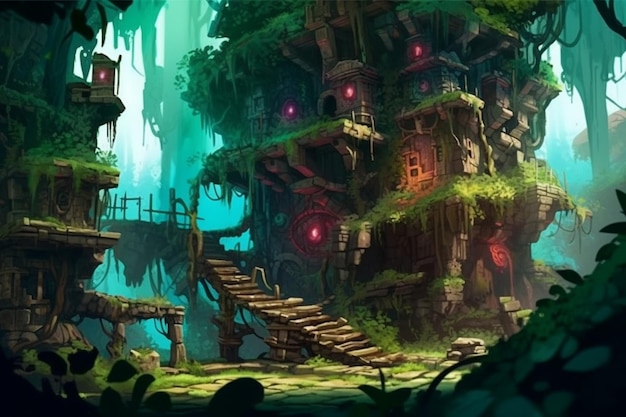 A picture taken from a video game of a tree house generative ai