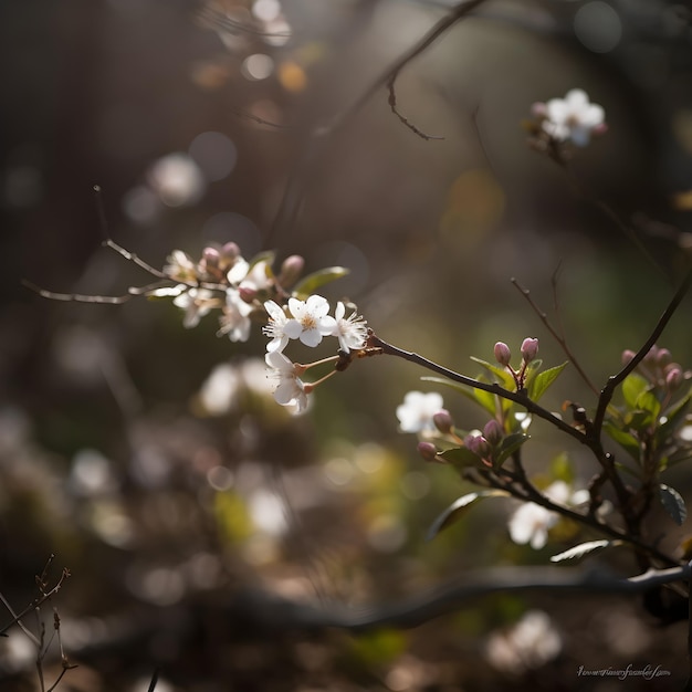 A picture of a tree with flowers and the word cherry on it