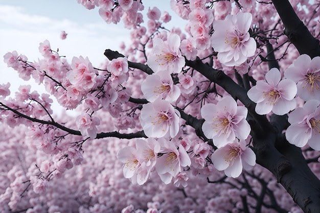 A picture of a tree with pink flowers