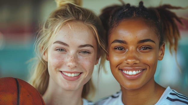 Picture of two fitness women in gym generated AI