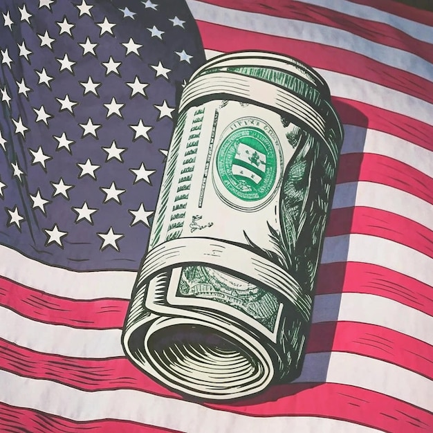 Photo a picture of a united states dollar bill on a flag