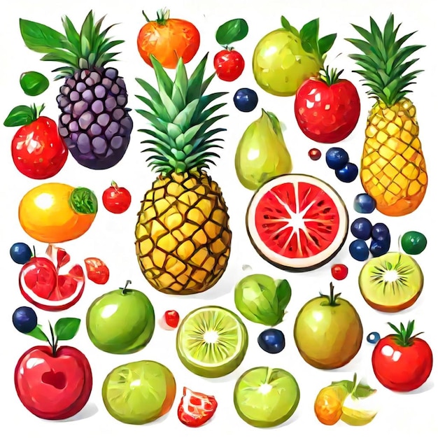 Photo a picture of various fruits including one that says  3