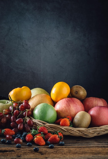 picture of various fruits on wooden table