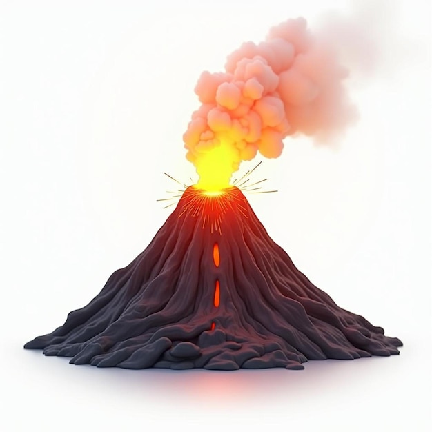 a picture of a volcano with a fire in it