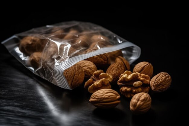 Picture Of Walnut In Plastic Bag Generative AI