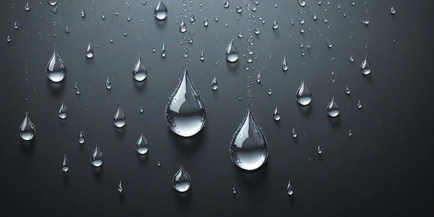 a picture of water droplets on a black surface