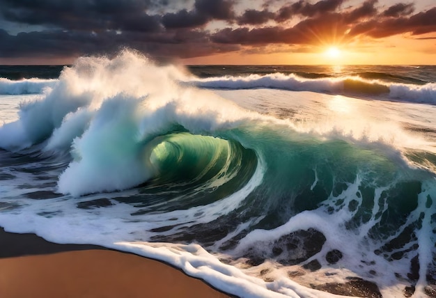 a picture of a wave that is about to crash into shore