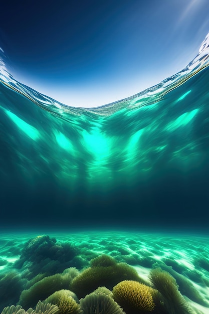 Photo a picture of a wave that is under water