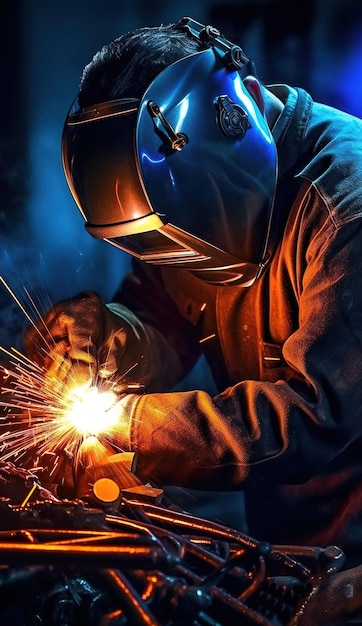 A picture of a welder with a blue background and the words welder on it.