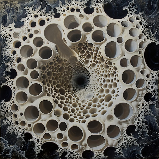 a picture of a white circle with many holes in it