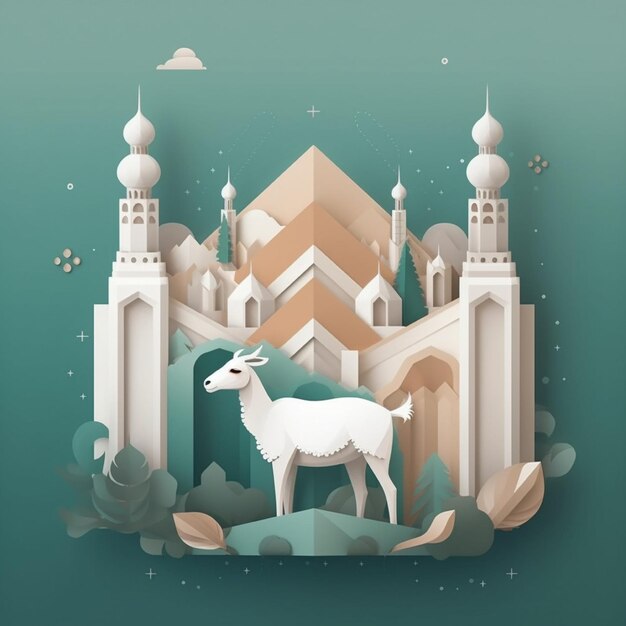 a picture of a white deer in front of a building with a deer on it