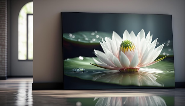 A picture of a white flower on a black background generative AI