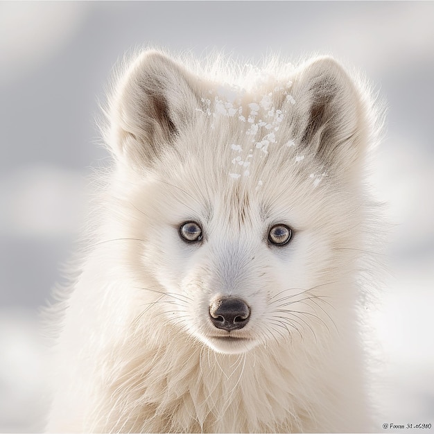 Photo a picture of a white fox with a black nose and a white furred fur