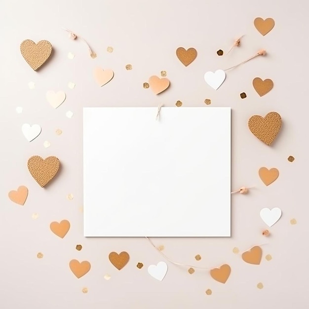 Photo a picture of a white sheet of paper surrounded by hearts