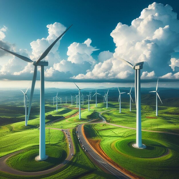 a picture of wind turbines in a field with the words wind turbines on it