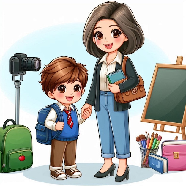 a picture of a woman and a child with a book called  the teacher