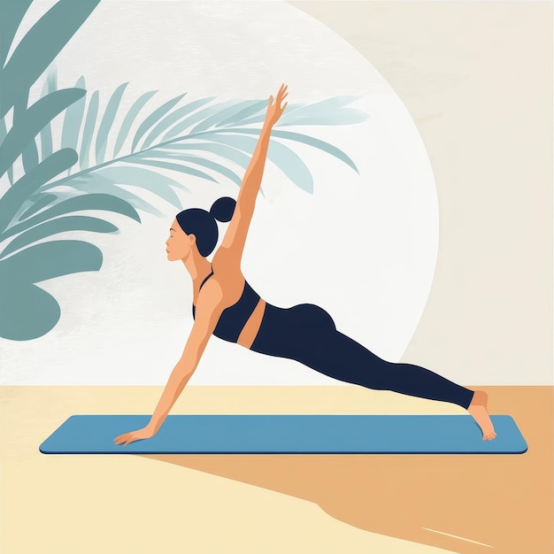 a picture of a woman doing yoga on a mat