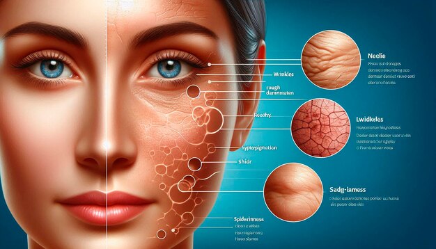 a picture of a womans face with different types of bacteria