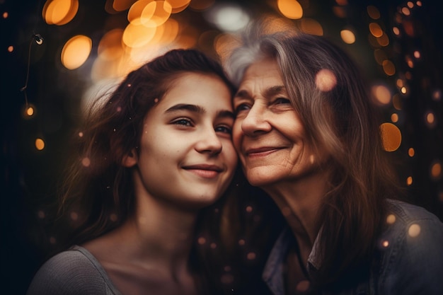 A picture of your mother and her mother bokeh Generative AI