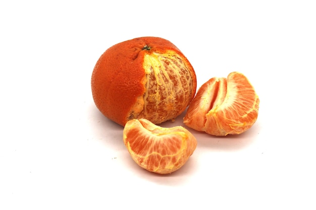 Pictures of fruits and oranges on white background