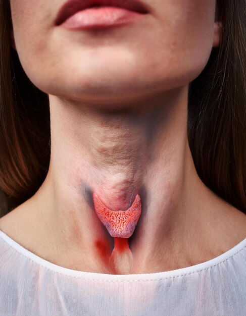 Photo pictures of swollen thyroid gland in neck