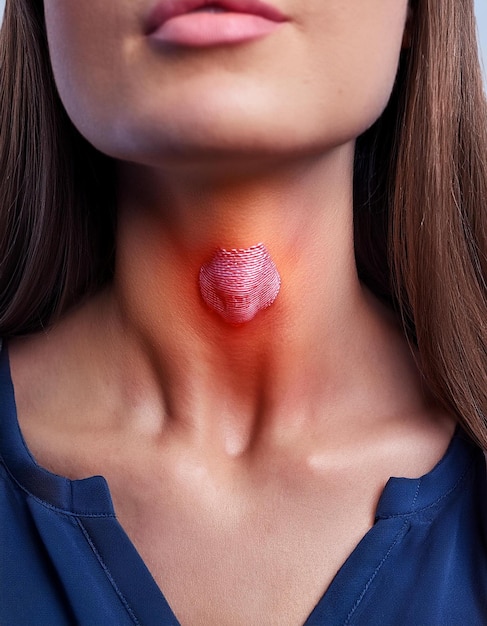 Photo pictures of swollen thyroid gland in neck