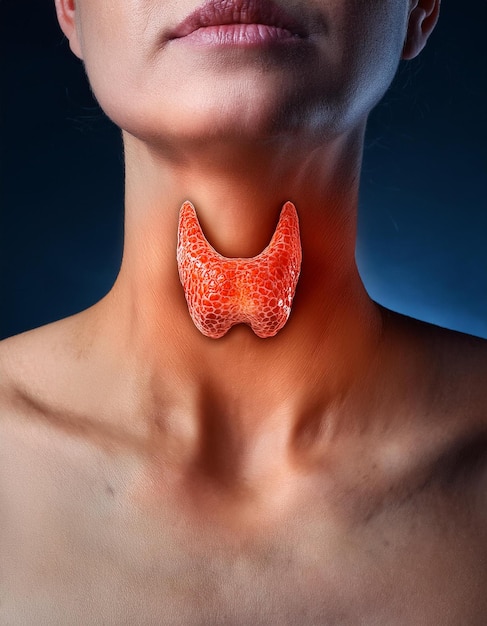 Photo pictures of swollen thyroid gland in neck