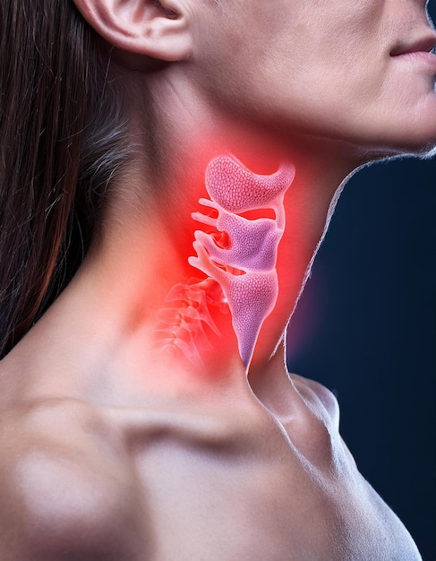 Photo pictures of swollen thyroid gland in neck