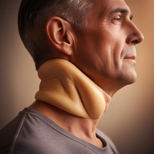 Photo pictures of swollen thyroid gland in neck