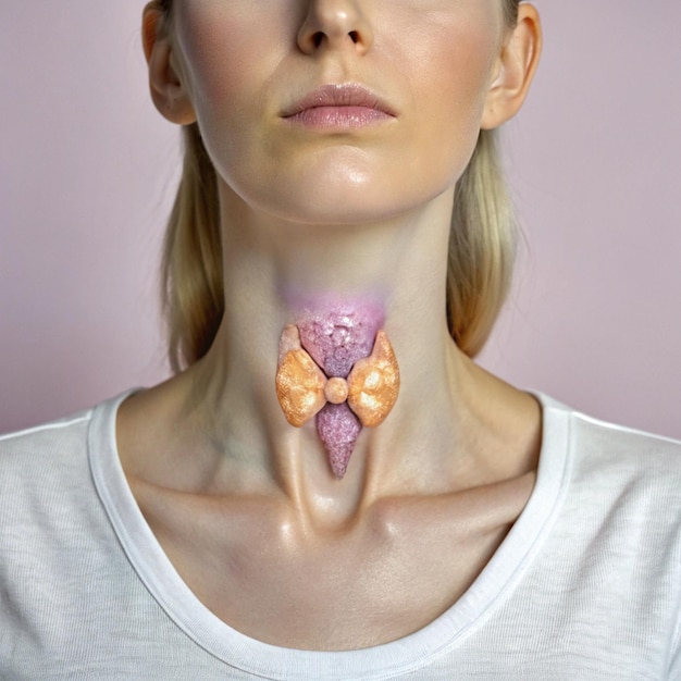 Photo pictures of swollen thyroid gland in neck