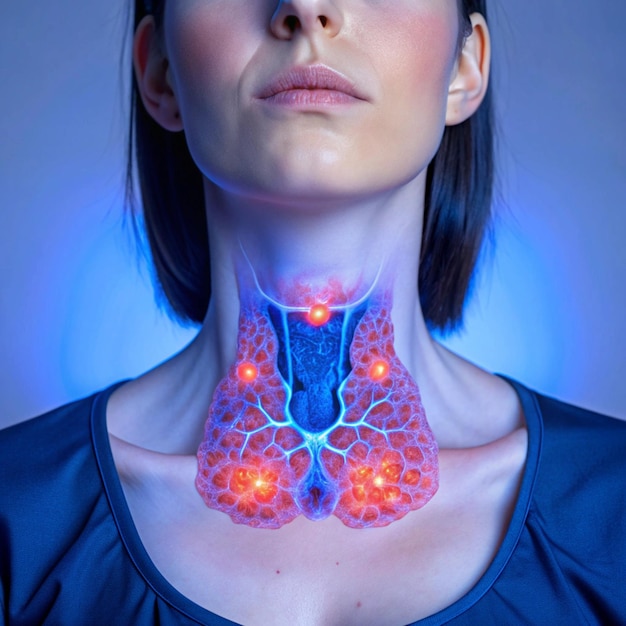 Photo pictures of swollen thyroid gland in neck