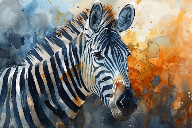 Photo pictures of wild animals with watercolors