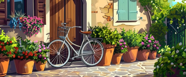 A Picturesque Alleyway In Florence Cartoon style