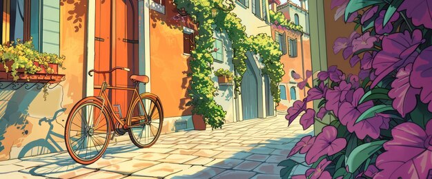 A Picturesque Alleyway In Venice Cartoon style