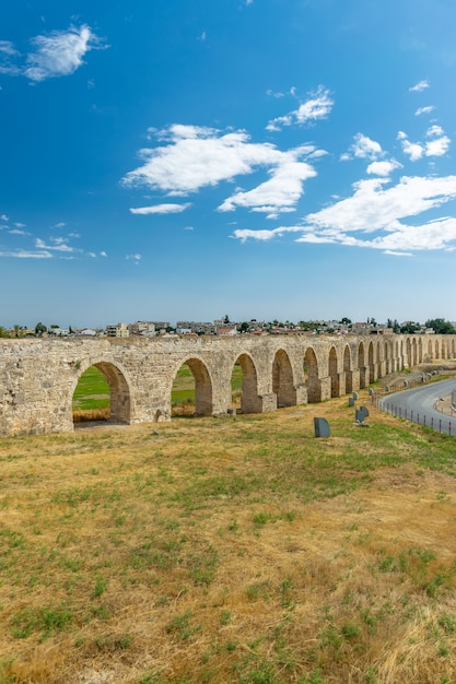 The picturesque ancient aqueduct is located near the city of Larnaca