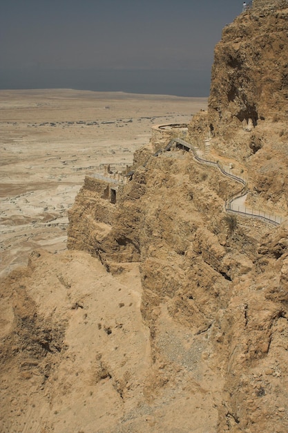 Picturesque ancient mountains about the Dead Sea in Israel travel photo