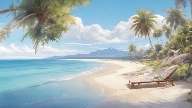 A picturesque beach with crystalclear waters and white sand illustration