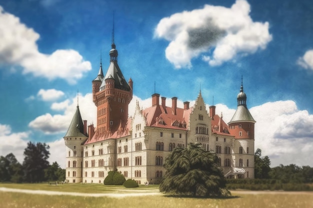 Picturesque castle at Moszna Silesia Poland close to Opole taken in June 2018