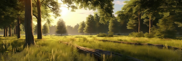 Picturesque countryside photo realistic illustration